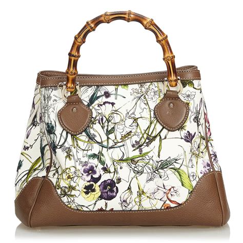 gucci vintage bamboo floral bag in tessuto|gucci bamboo original.